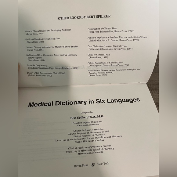 Medical Dictionary in Six Languages by Bert Spilker (1994, Hardcover) - Picture 4 of 6